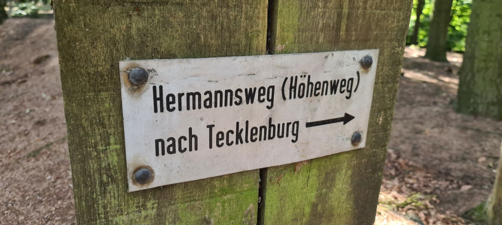 Wanderweg-Schild Hermannsweg nach Tecklenburg